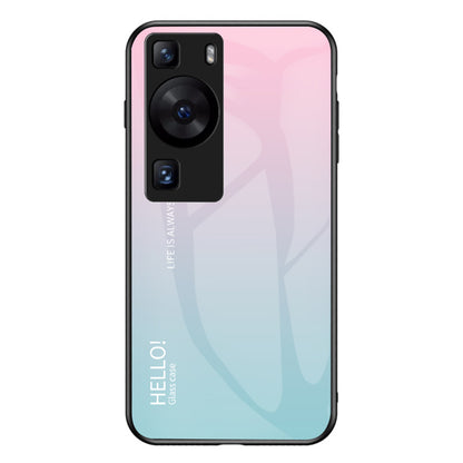 For Huawei P60 / P60 Pro Gradient Phone Case Tempered Glass+PC+TPU Shockproof Phone Cover