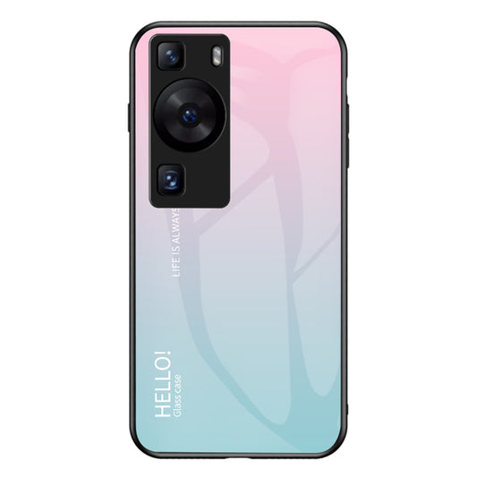 For Huawei P60 / P60 Pro Gradient Phone Case Tempered Glass+PC+TPU Shockproof Phone Cover