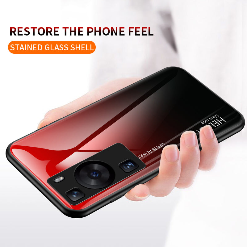 For Huawei P60 / P60 Pro Gradient Phone Case Tempered Glass+PC+TPU Shockproof Phone Cover