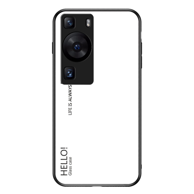 For Huawei P60 / P60 Pro Gradient Phone Case Tempered Glass+PC+TPU Shockproof Phone Cover
