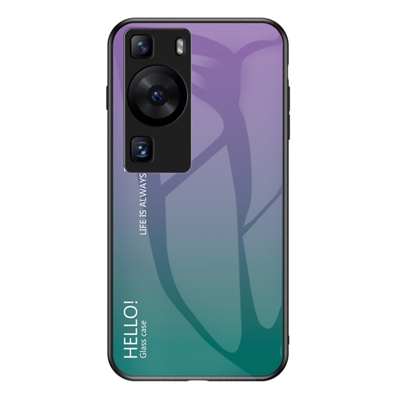 For Huawei P60 / P60 Pro Gradient Phone Case Tempered Glass+PC+TPU Shockproof Phone Cover