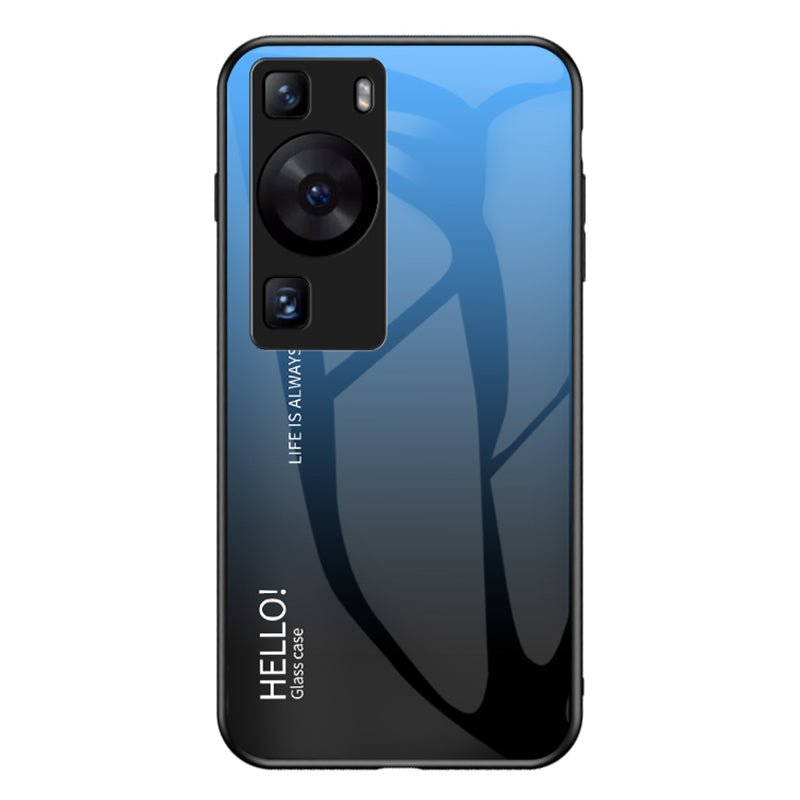 For Huawei P60 / P60 Pro Gradient Phone Case Tempered Glass+PC+TPU Shockproof Phone Cover