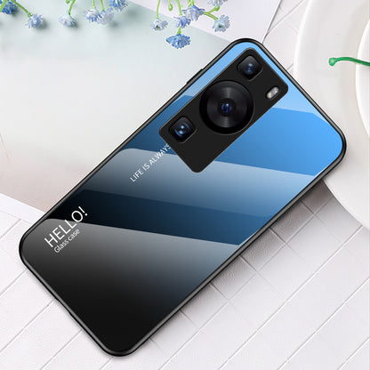 For Huawei P60 / P60 Pro Gradient Phone Case Tempered Glass+PC+TPU Shockproof Phone Cover