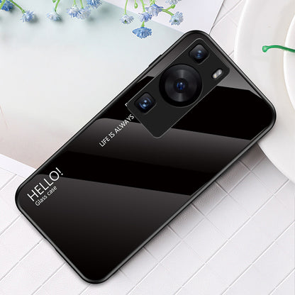 For Huawei P60 / P60 Pro Gradient Phone Case Tempered Glass+PC+TPU Shockproof Phone Cover