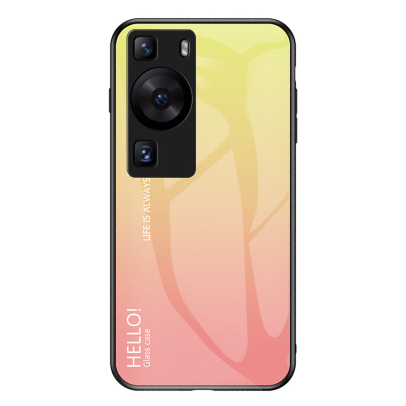 For Huawei P60 / P60 Pro Gradient Phone Case Tempered Glass+PC+TPU Shockproof Phone Cover