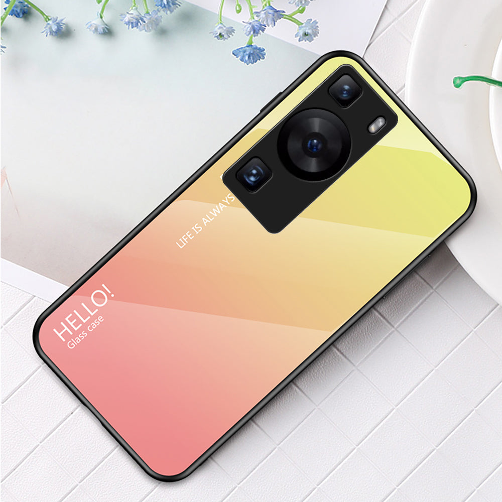 For Huawei P60 / P60 Pro Gradient Phone Case Tempered Glass+PC+TPU Shockproof Phone Cover
