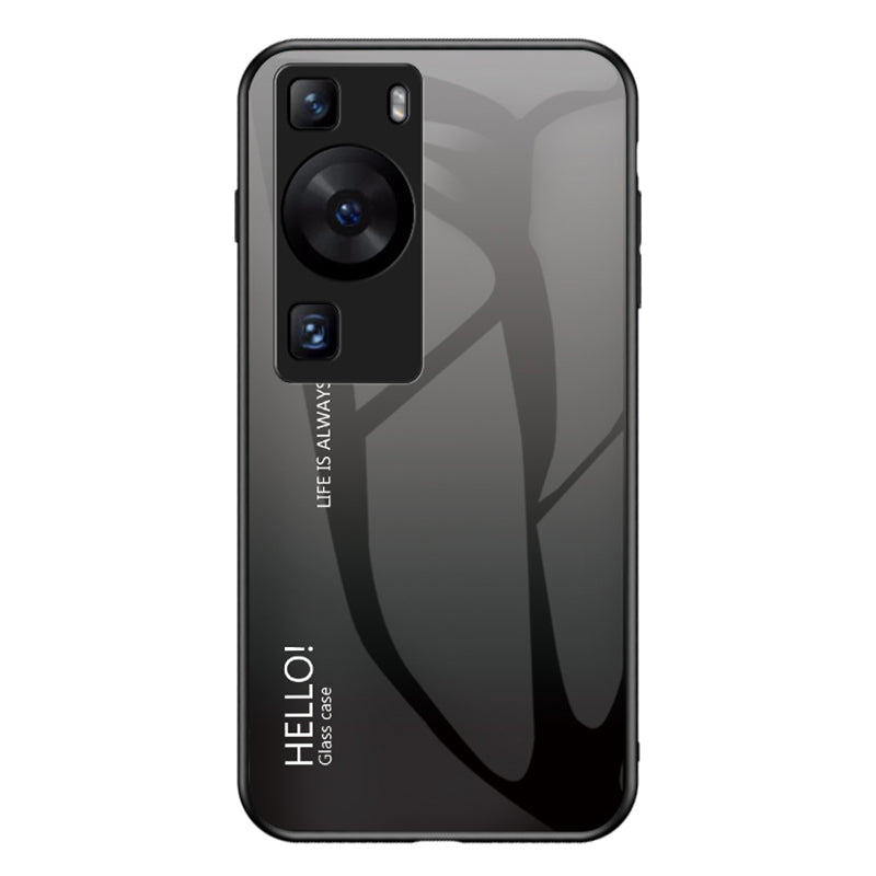 For Huawei P60 / P60 Pro Gradient Phone Case Tempered Glass+PC+TPU Shockproof Phone Cover
