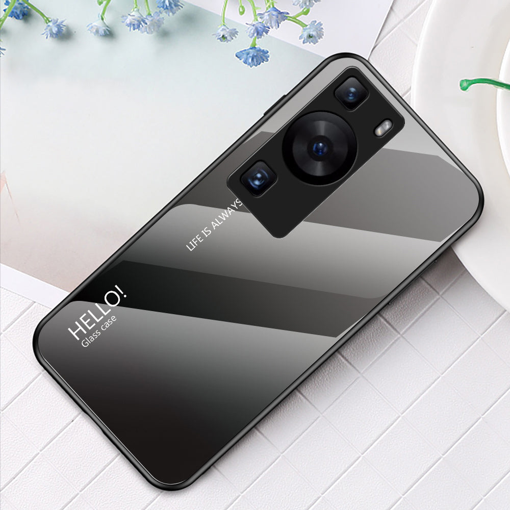 For Huawei P60 / P60 Pro Gradient Phone Case Tempered Glass+PC+TPU Shockproof Phone Cover