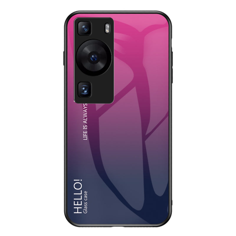 For Huawei P60 / P60 Pro Gradient Phone Case Tempered Glass+PC+TPU Shockproof Phone Cover