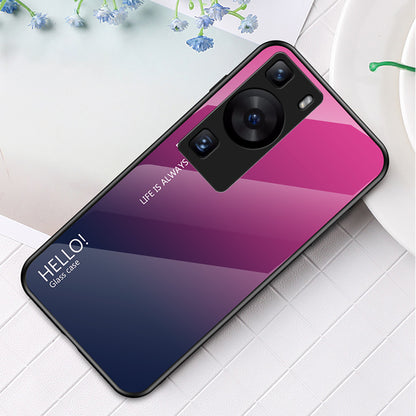 For Huawei P60 / P60 Pro Gradient Phone Case Tempered Glass+PC+TPU Shockproof Phone Cover
