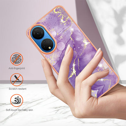 YB IMD Series-2 Electroplating Phone Cover for Honor X7 IMD Marble Pattern Phone Case Soft TPU Shell
