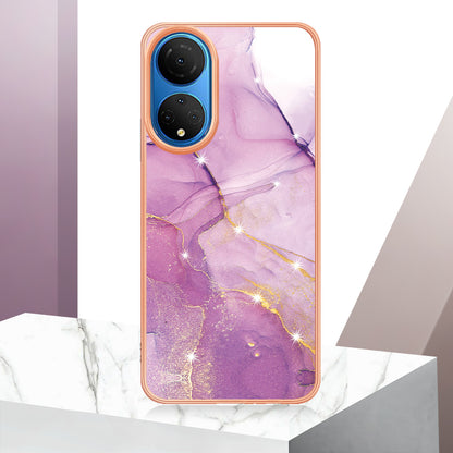 YB IMD Series-2 Electroplating Phone Cover for Honor X7 IMD Marble Pattern Phone Case Soft TPU Shell