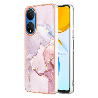 YB IMD Series-2 Electroplating Phone Cover for Honor X7 IMD Marble Pattern Phone Case Soft TPU Shell