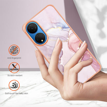 YB IMD Series-2 Electroplating Phone Cover for Honor X7 IMD Marble Pattern Phone Case Soft TPU Shell
