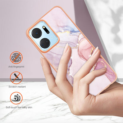 YB IMD Series-2 For Honor X7a 4G Electroplating Soft TPU Anti-drop Cover IMD Marble Pattern Phone Case