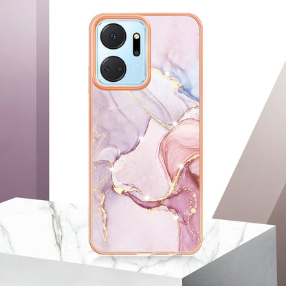 YB IMD Series-2 For Honor X7a 4G Electroplating Soft TPU Anti-drop Cover IMD Marble Pattern Phone Case