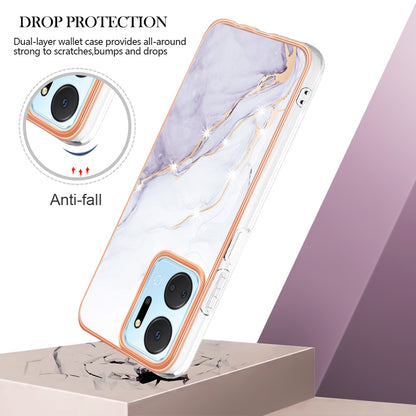 YB IMD Series-2 For Honor X7a 4G Electroplating Soft TPU Anti-drop Cover IMD Marble Pattern Phone Case