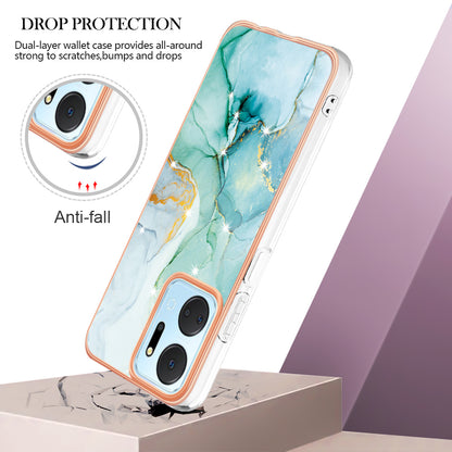 YB IMD Series-2 For Honor X7a 4G Electroplating Soft TPU Anti-drop Cover IMD Marble Pattern Phone Case