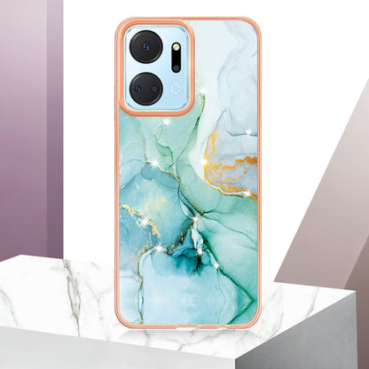 YB IMD Series-2 For Honor X7a 4G Electroplating Soft TPU Anti-drop Cover IMD Marble Pattern Phone Case