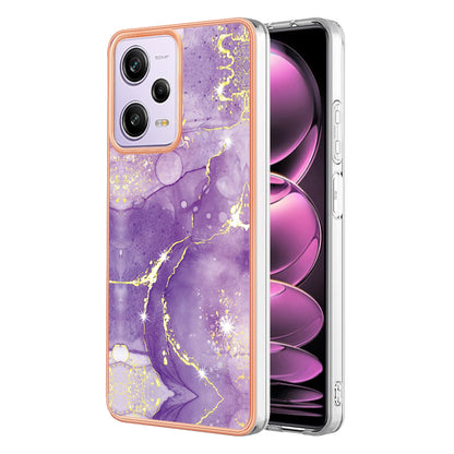 YB IMD Series-2 For Xiaomi Poco X5 Pro 5G / Redmi Note 12 Pro Speed 5G / Note 12 Pro 5G PU Phone Case Marble Pattern IMD Electroplating Back Cover