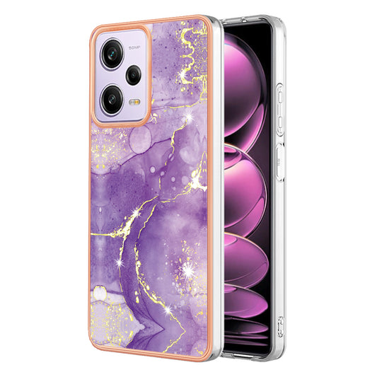 YB IMD Series-2 For Xiaomi Poco X5 Pro 5G / Redmi Note 12 Pro Speed 5G / Note 12 Pro 5G PU Phone Case Marble Pattern IMD Electroplating Back Cover