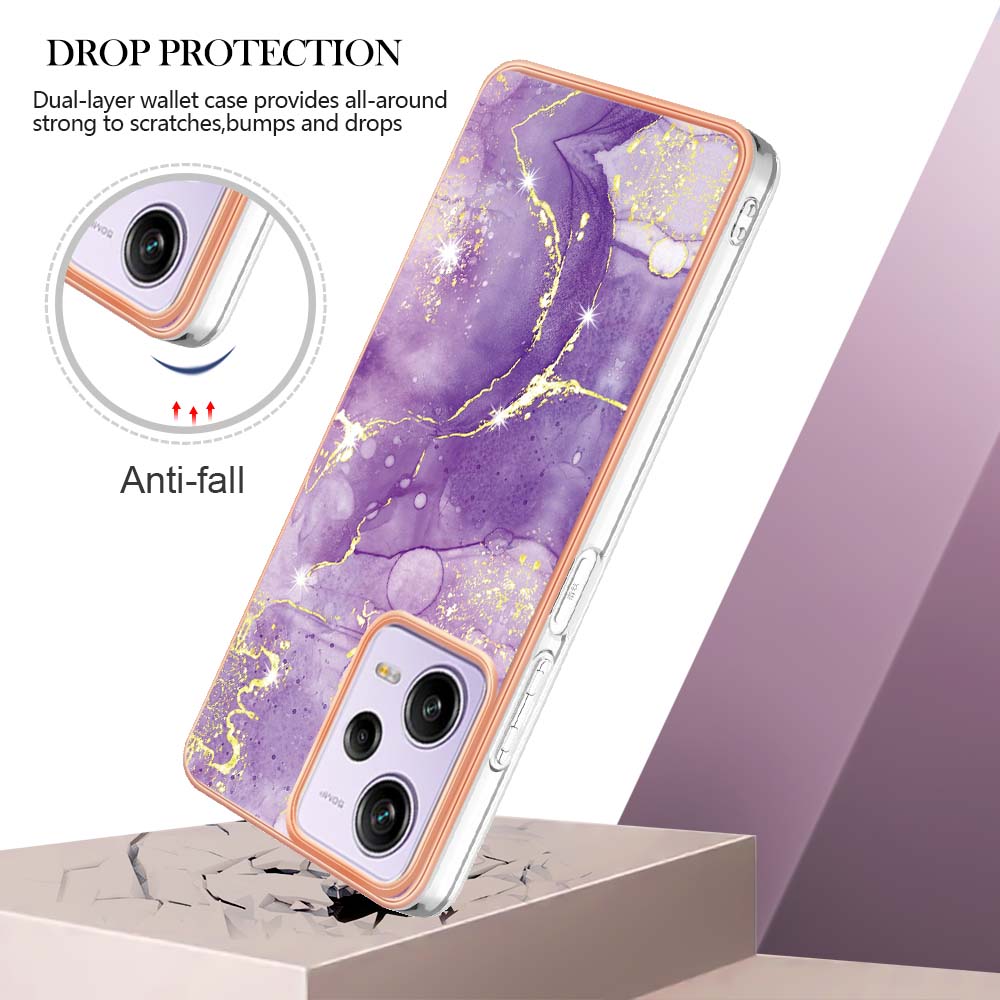 YB IMD Series-2 For Xiaomi Poco X5 Pro 5G / Redmi Note 12 Pro Speed 5G / Note 12 Pro 5G PU Phone Case Marble Pattern IMD Electroplating Back Cover