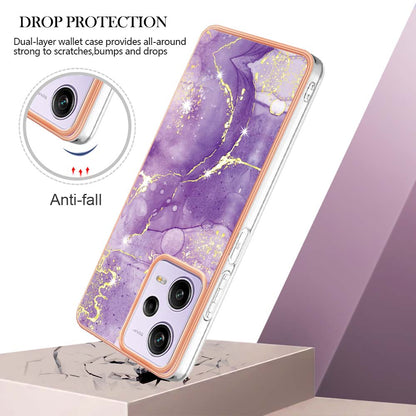 YB IMD Series-2 For Xiaomi Poco X5 Pro 5G / Redmi Note 12 Pro Speed 5G / Note 12 Pro 5G PU Phone Case Marble Pattern IMD Electroplating Back Cover