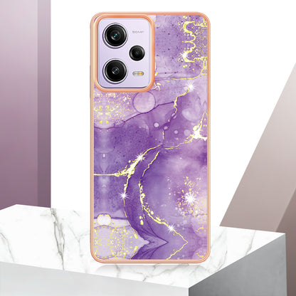 YB IMD Series-2 For Xiaomi Poco X5 Pro 5G / Redmi Note 12 Pro Speed 5G / Note 12 Pro 5G PU Phone Case Marble Pattern IMD Electroplating Back Cover