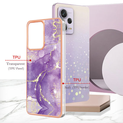 YB IMD Series-2 For Xiaomi Poco X5 Pro 5G / Redmi Note 12 Pro Speed 5G / Note 12 Pro 5G PU Phone Case Marble Pattern IMD Electroplating Back Cover