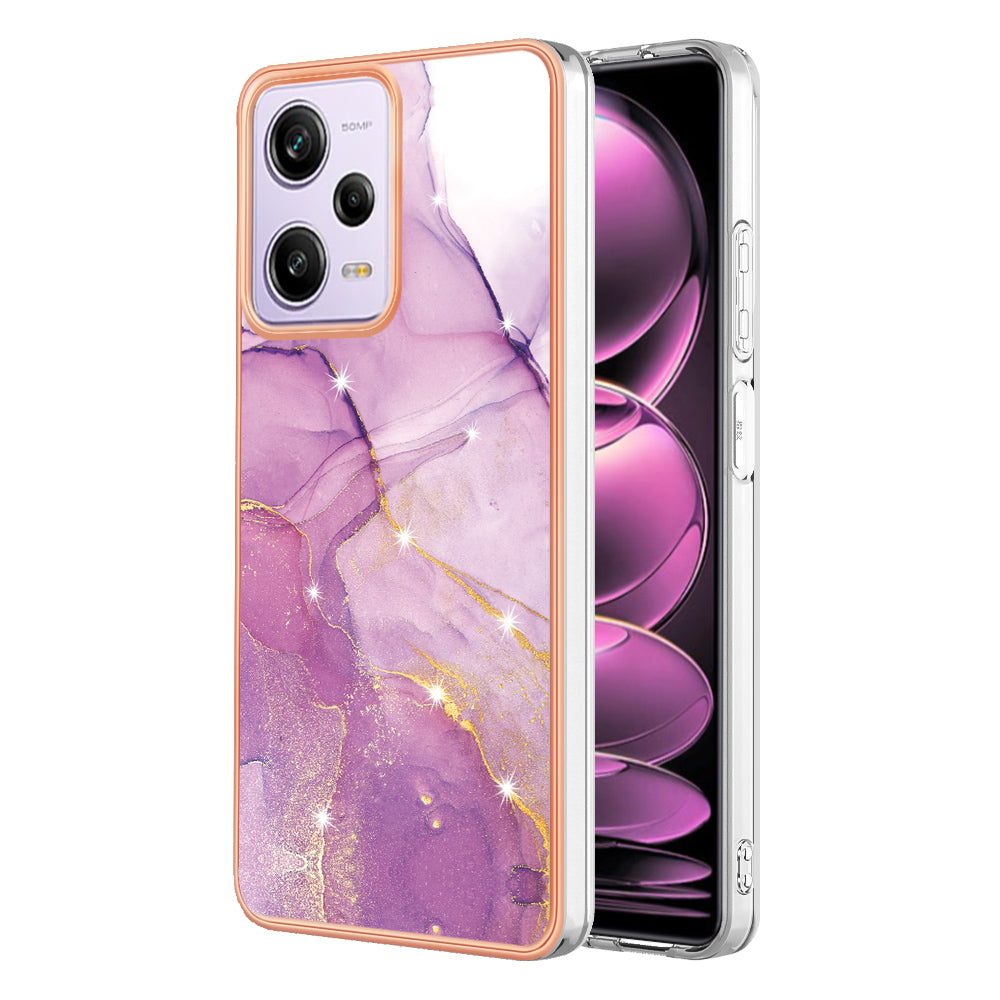 YB IMD Series-2 For Xiaomi Poco X5 Pro 5G / Redmi Note 12 Pro Speed 5G / Note 12 Pro 5G PU Phone Case Marble Pattern IMD Electroplating Back Cover