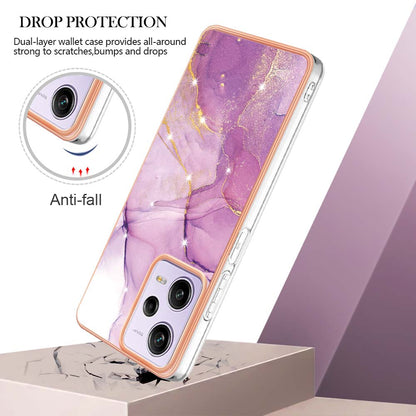 YB IMD Series-2 For Xiaomi Poco X5 Pro 5G / Redmi Note 12 Pro Speed 5G / Note 12 Pro 5G PU Phone Case Marble Pattern IMD Electroplating Back Cover