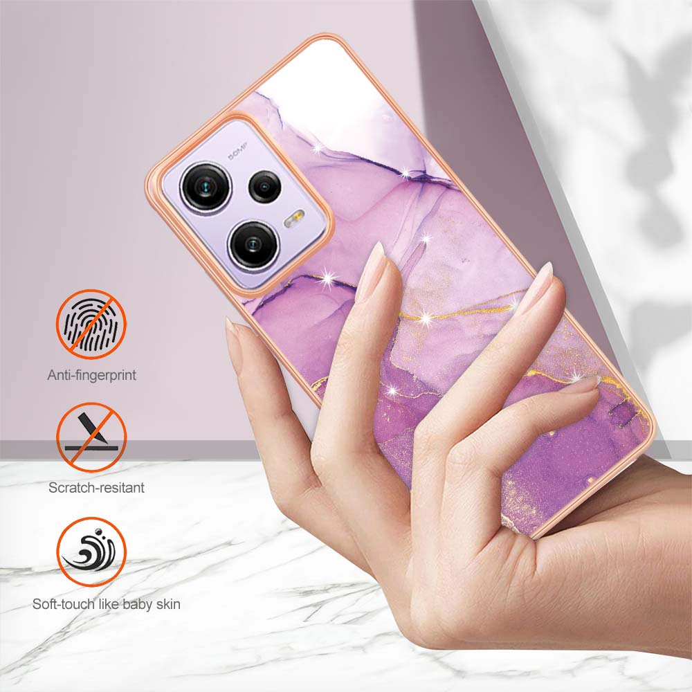 YB IMD Series-2 For Xiaomi Poco X5 Pro 5G / Redmi Note 12 Pro Speed 5G / Note 12 Pro 5G PU Phone Case Marble Pattern IMD Electroplating Back Cover