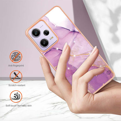 YB IMD Series-2 For Xiaomi Poco X5 Pro 5G / Redmi Note 12 Pro Speed 5G / Note 12 Pro 5G PU Phone Case Marble Pattern IMD Electroplating Back Cover