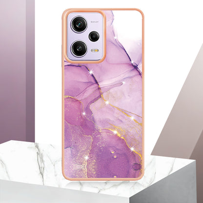 YB IMD Series-2 For Xiaomi Poco X5 Pro 5G / Redmi Note 12 Pro Speed 5G / Note 12 Pro 5G PU Phone Case Marble Pattern IMD Electroplating Back Cover