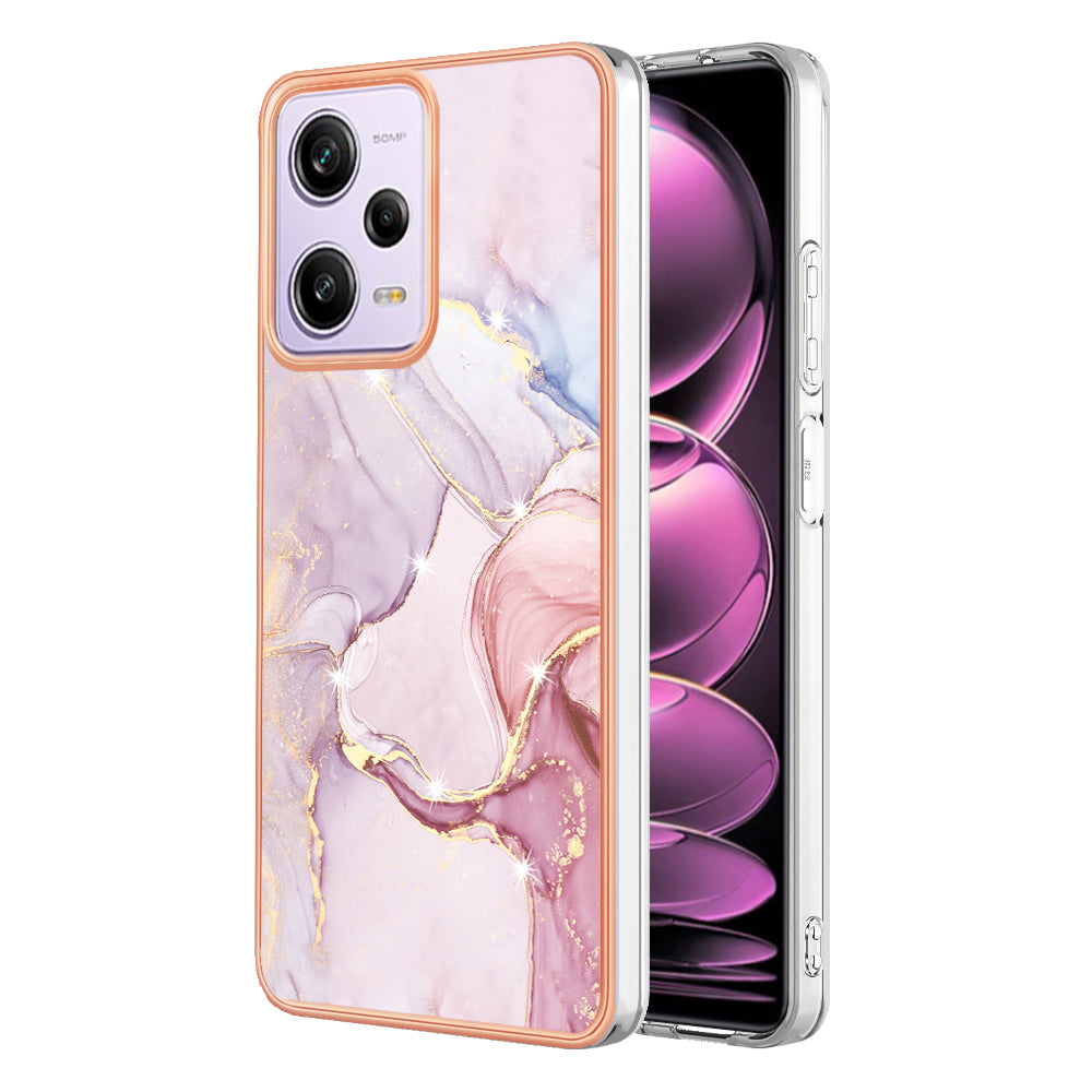 YB IMD Series-2 For Xiaomi Poco X5 Pro 5G / Redmi Note 12 Pro Speed 5G / Note 12 Pro 5G PU Phone Case Marble Pattern IMD Electroplating Back Cover