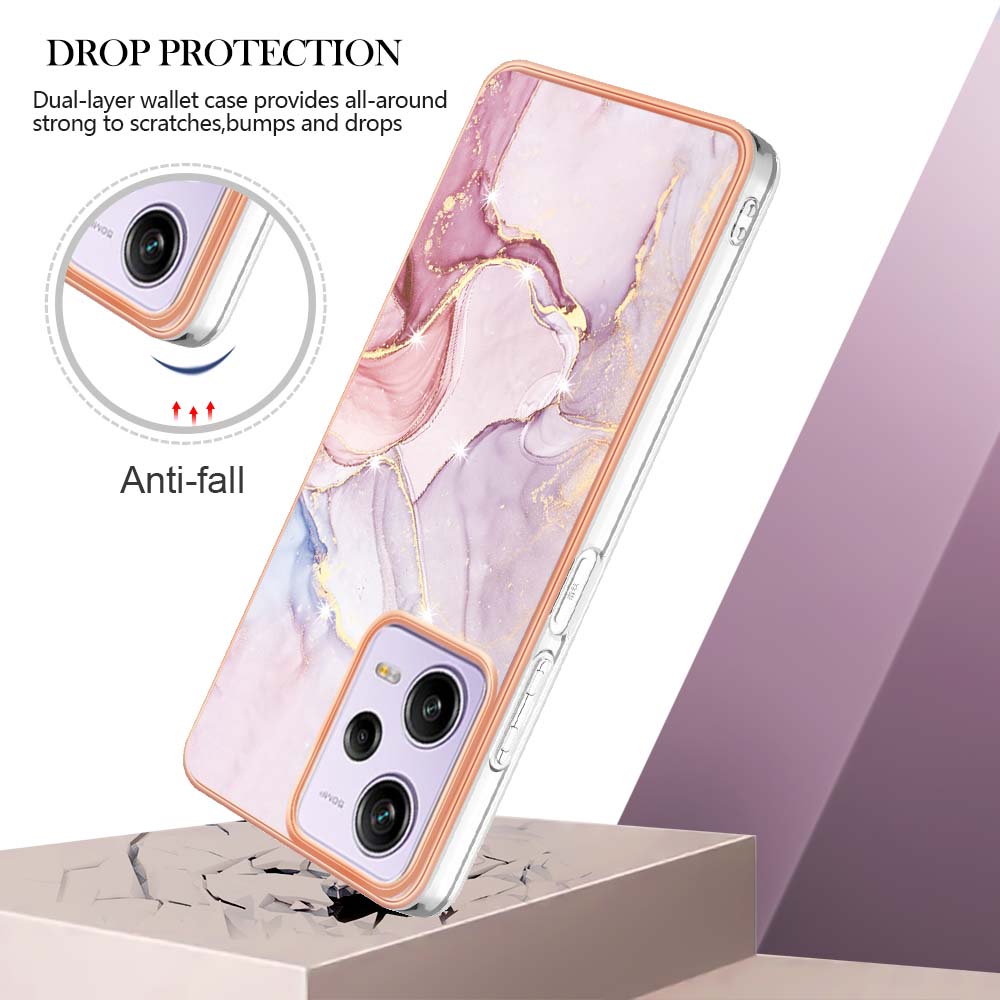 YB IMD Series-2 For Xiaomi Poco X5 Pro 5G / Redmi Note 12 Pro Speed 5G / Note 12 Pro 5G PU Phone Case Marble Pattern IMD Electroplating Back Cover