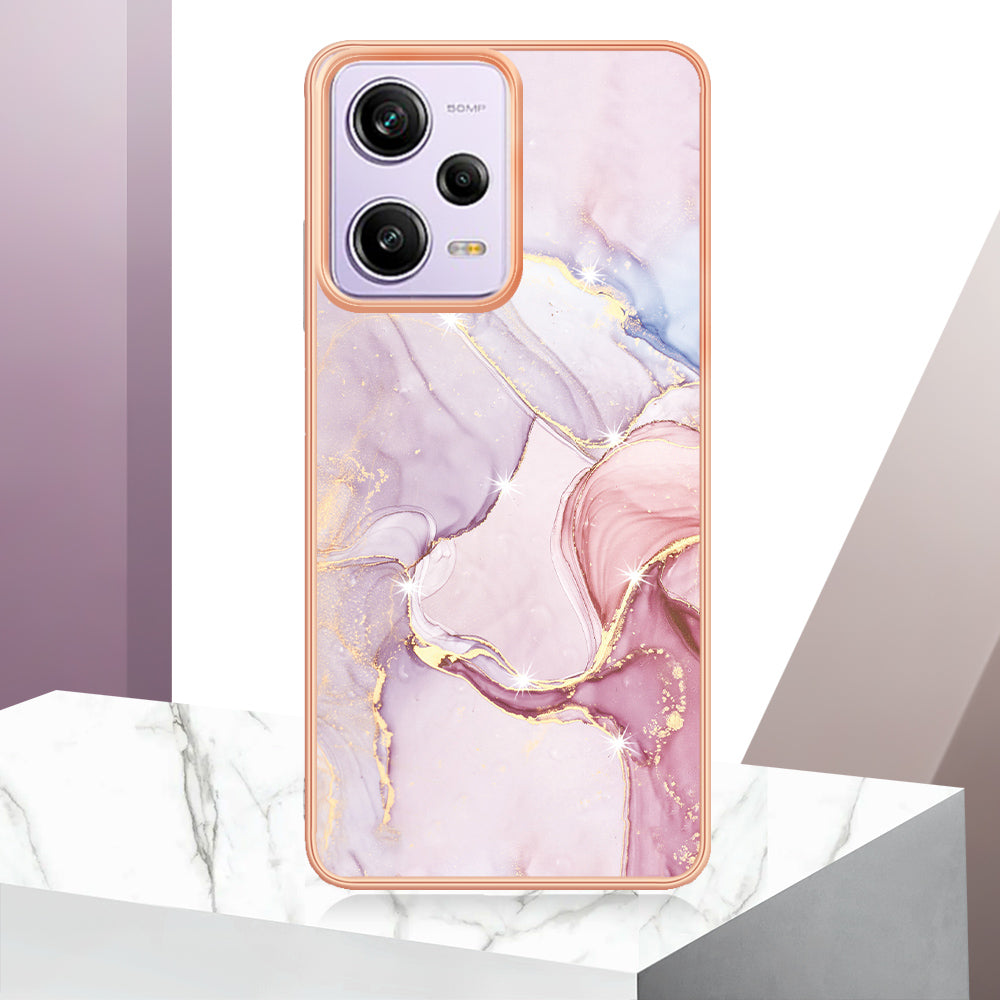 YB IMD Series-2 For Xiaomi Poco X5 Pro 5G / Redmi Note 12 Pro Speed 5G / Note 12 Pro 5G PU Phone Case Marble Pattern IMD Electroplating Back Cover