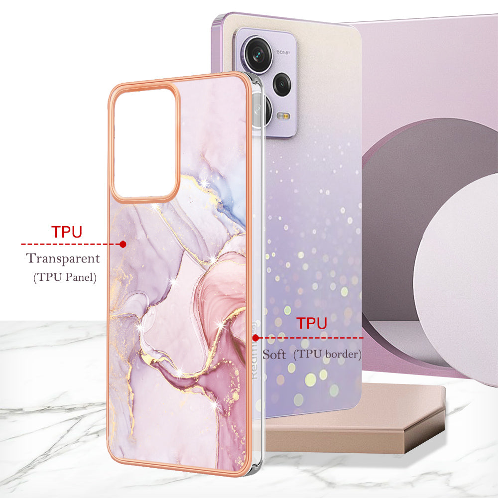 YB IMD Series-2 For Xiaomi Poco X5 Pro 5G / Redmi Note 12 Pro Speed 5G / Note 12 Pro 5G PU Phone Case Marble Pattern IMD Electroplating Back Cover