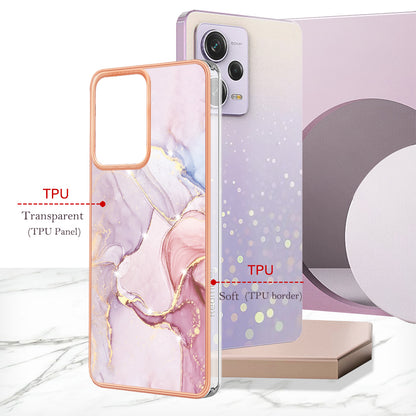 YB IMD Series-2 For Xiaomi Poco X5 Pro 5G / Redmi Note 12 Pro Speed 5G / Note 12 Pro 5G PU Phone Case Marble Pattern IMD Electroplating Back Cover