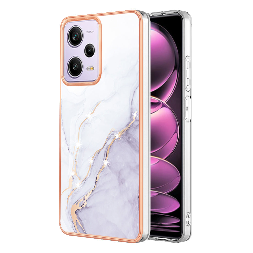YB IMD Series-2 For Xiaomi Poco X5 Pro 5G / Redmi Note 12 Pro Speed 5G / Note 12 Pro 5G PU Phone Case Marble Pattern IMD Electroplating Back Cover
