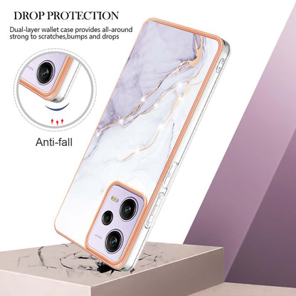 YB IMD Series-2 For Xiaomi Poco X5 Pro 5G / Redmi Note 12 Pro Speed 5G / Note 12 Pro 5G PU Phone Case Marble Pattern IMD Electroplating Back Cover