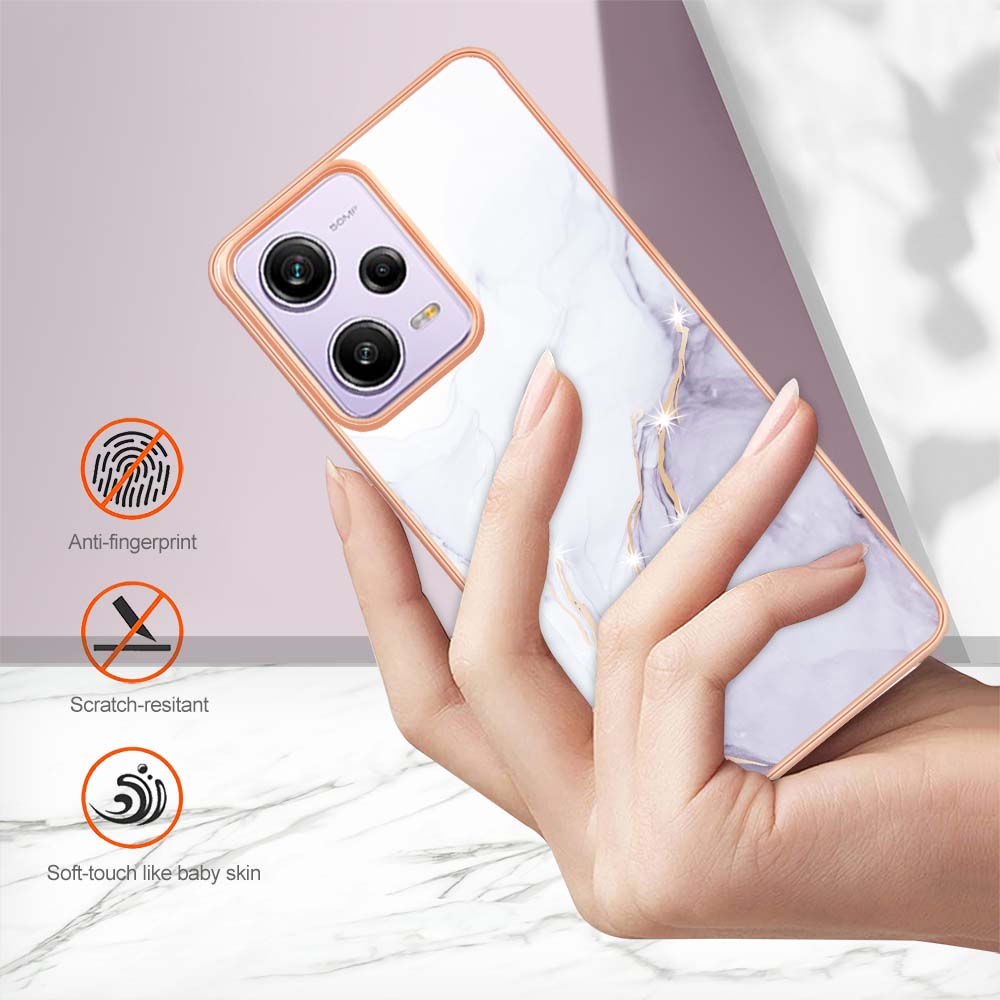 YB IMD Series-2 For Xiaomi Poco X5 Pro 5G / Redmi Note 12 Pro Speed 5G / Note 12 Pro 5G PU Phone Case Marble Pattern IMD Electroplating Back Cover