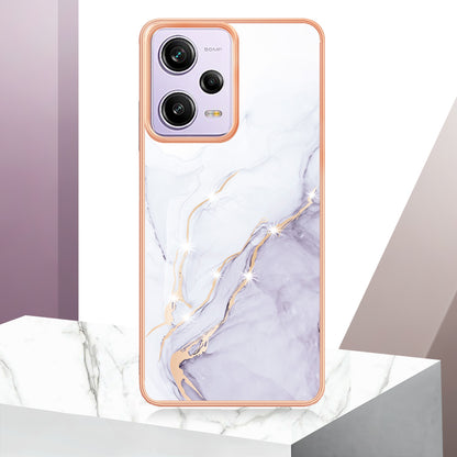 YB IMD Series-2 For Xiaomi Poco X5 Pro 5G / Redmi Note 12 Pro Speed 5G / Note 12 Pro 5G PU Phone Case Marble Pattern IMD Electroplating Back Cover