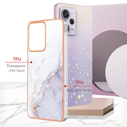 YB IMD Series-2 For Xiaomi Poco X5 Pro 5G / Redmi Note 12 Pro Speed 5G / Note 12 Pro 5G PU Phone Case Marble Pattern IMD Electroplating Back Cover