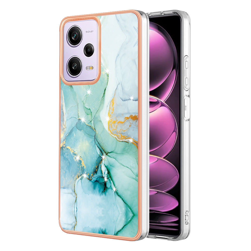 YB IMD Series-2 For Xiaomi Poco X5 Pro 5G / Redmi Note 12 Pro Speed 5G / Note 12 Pro 5G PU Phone Case Marble Pattern IMD Electroplating Back Cover