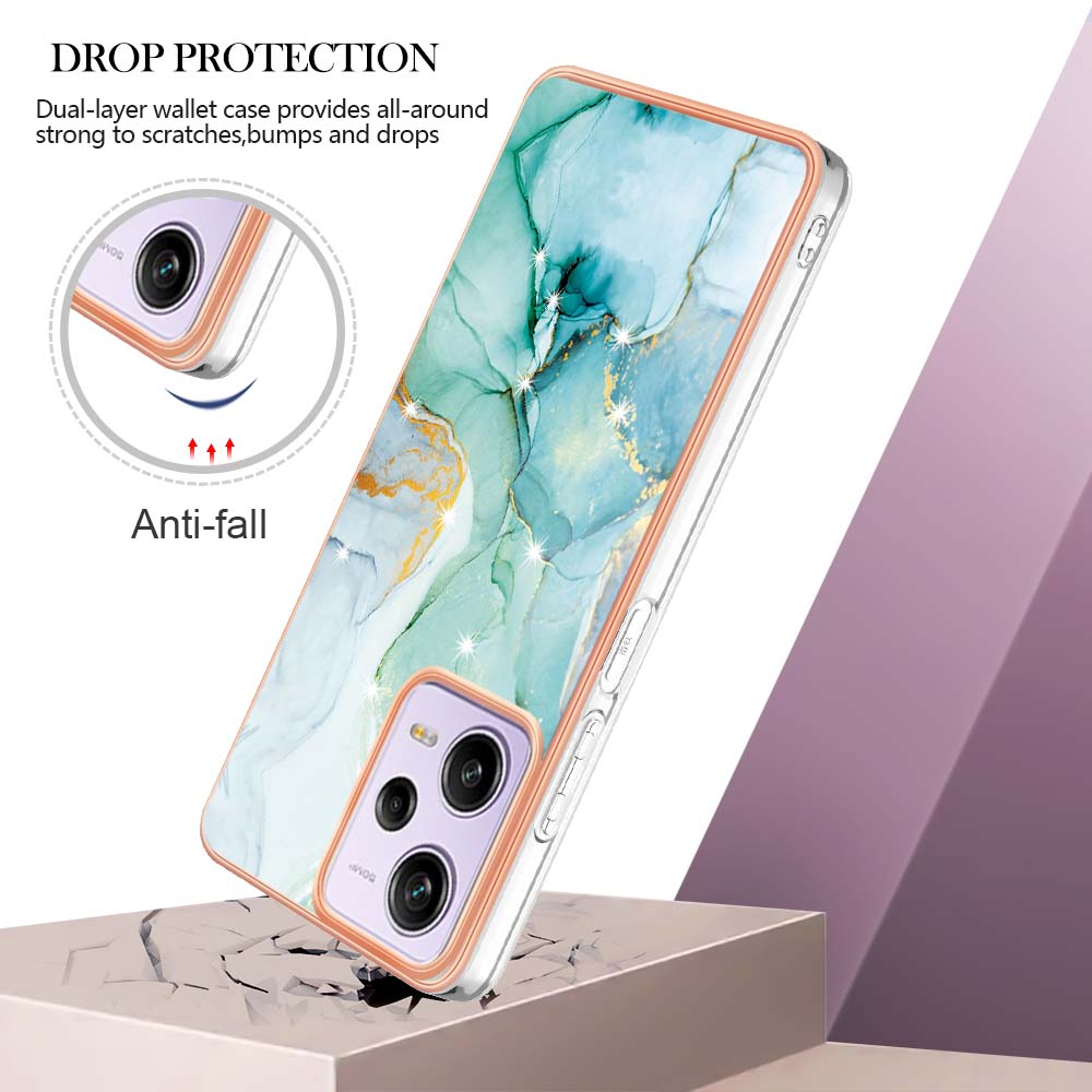 YB IMD Series-2 For Xiaomi Poco X5 Pro 5G / Redmi Note 12 Pro Speed 5G / Note 12 Pro 5G PU Phone Case Marble Pattern IMD Electroplating Back Cover