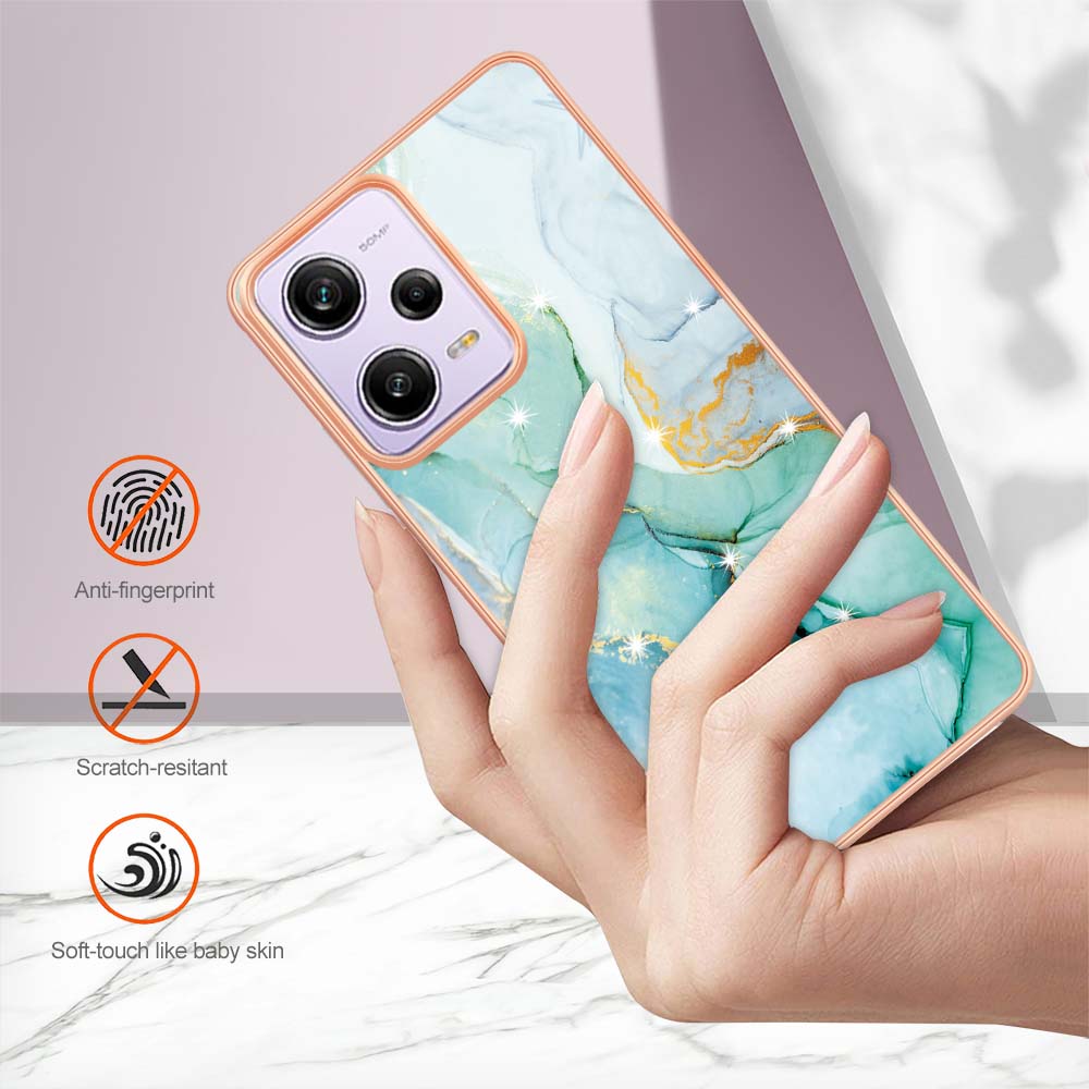 YB IMD Series-2 For Xiaomi Poco X5 Pro 5G / Redmi Note 12 Pro Speed 5G / Note 12 Pro 5G PU Phone Case Marble Pattern IMD Electroplating Back Cover