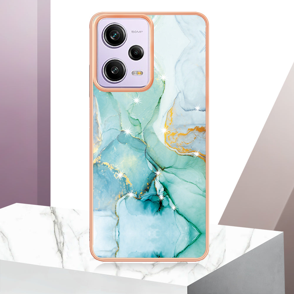 YB IMD Series-2 For Xiaomi Poco X5 Pro 5G / Redmi Note 12 Pro Speed 5G / Note 12 Pro 5G PU Phone Case Marble Pattern IMD Electroplating Back Cover