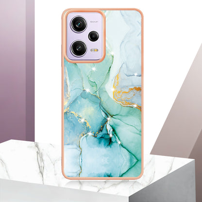 YB IMD Series-2 For Xiaomi Poco X5 Pro 5G / Redmi Note 12 Pro Speed 5G / Note 12 Pro 5G PU Phone Case Marble Pattern IMD Electroplating Back Cover