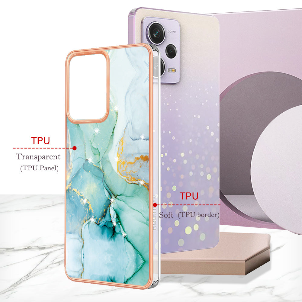 YB IMD Series-2 For Xiaomi Poco X5 Pro 5G / Redmi Note 12 Pro Speed 5G / Note 12 Pro 5G PU Phone Case Marble Pattern IMD Electroplating Back Cover
